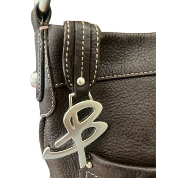 B Makowsky Brown Leather Crossbody Bag With Silver Hardware & Logo Charm - Picture 5 of 9